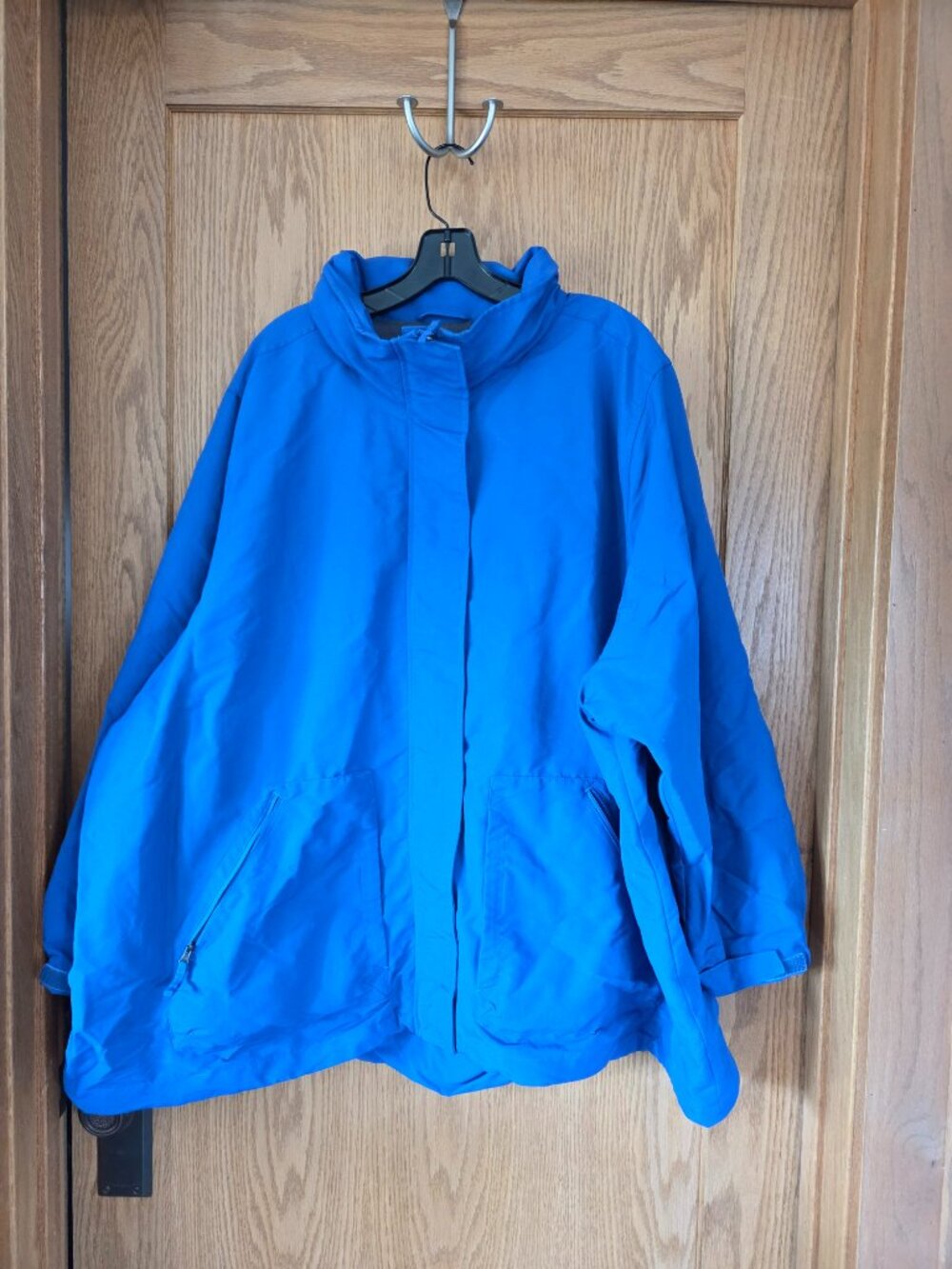 Lands' End Women's Fleece-Lined Rain Shell/Squall Jacket Royal Blue Size 4X